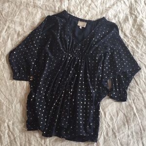 Aryn K | Navy/Gold Flowy Blouse